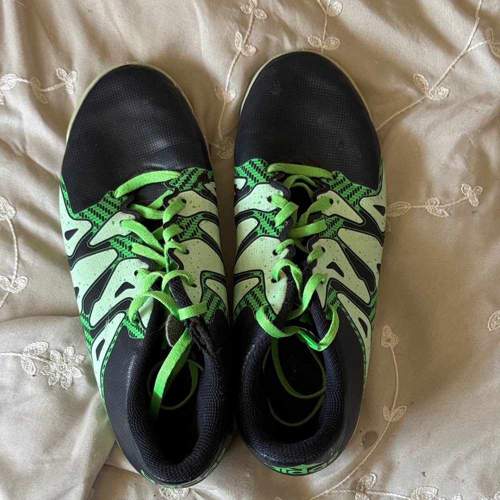 Adidas Black and Green Indoor Soccer Cleats